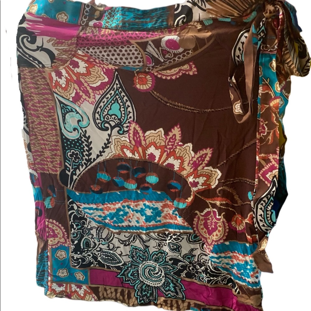 100% silk Blumarine side ties midi knee-length paisley skirt floral print nwot